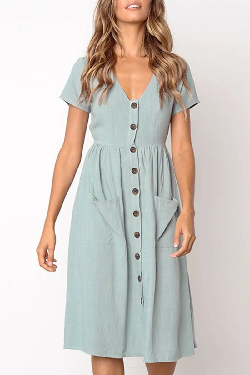 V-neck Pocket Dress