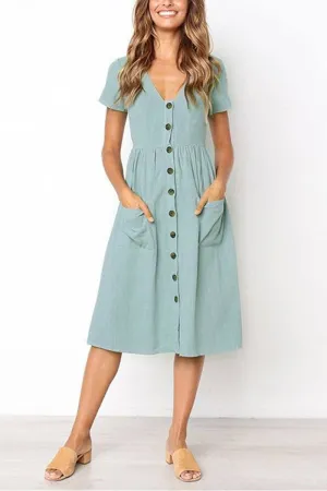 V-neck Pocket Dress