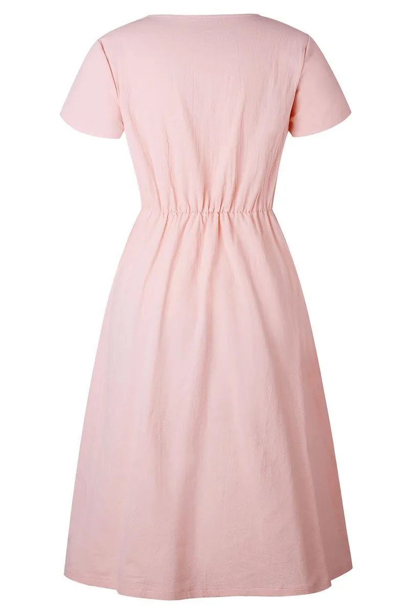 V-neck Pocket Dress