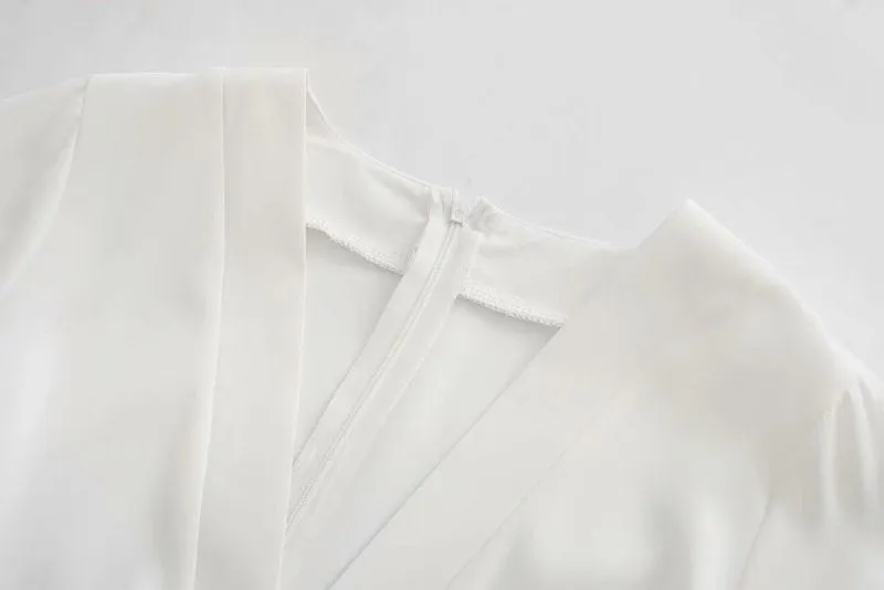 V-neck Tie-Back Slit Splicing Midi Dresses