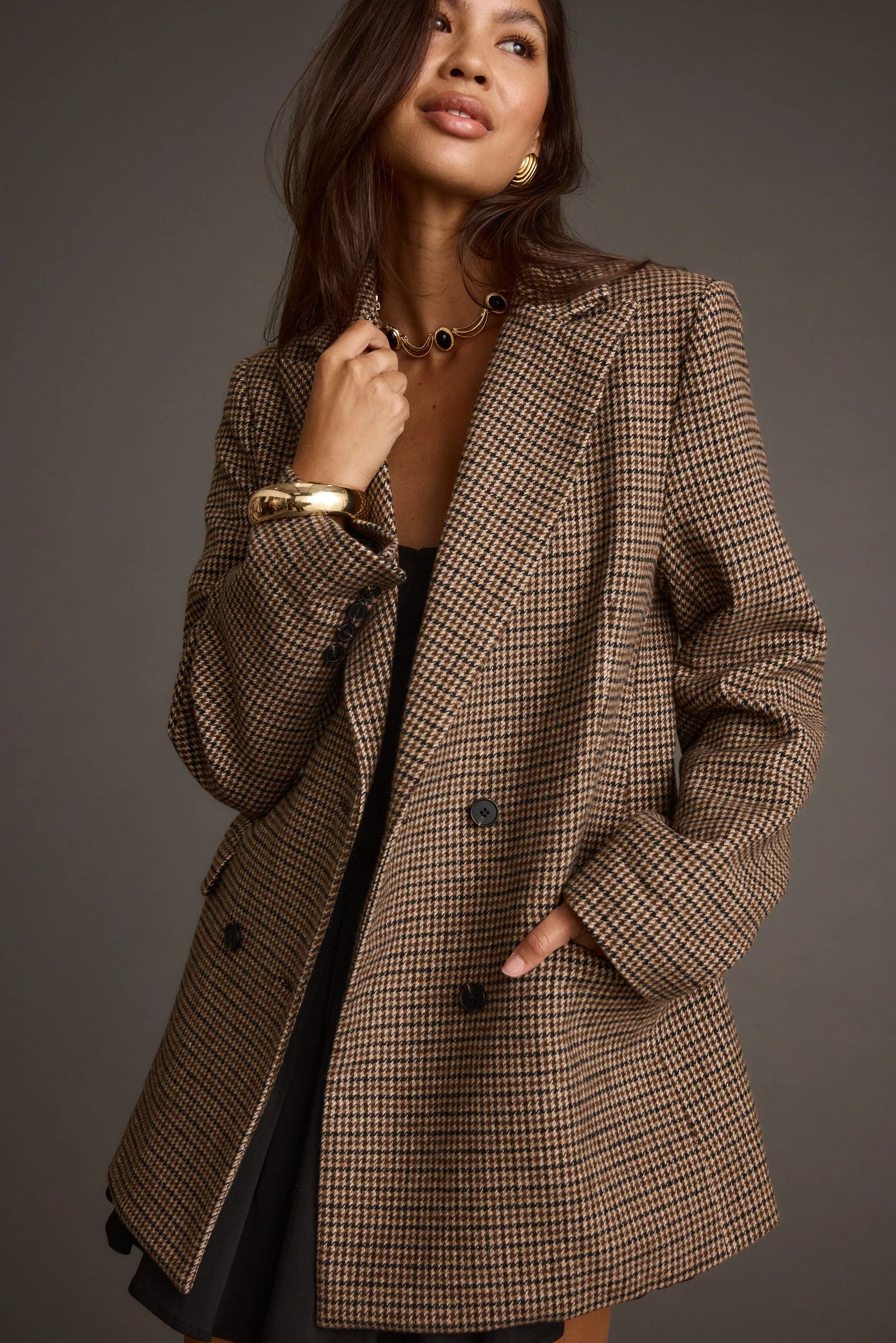 West Village Brown Plaid Blazer