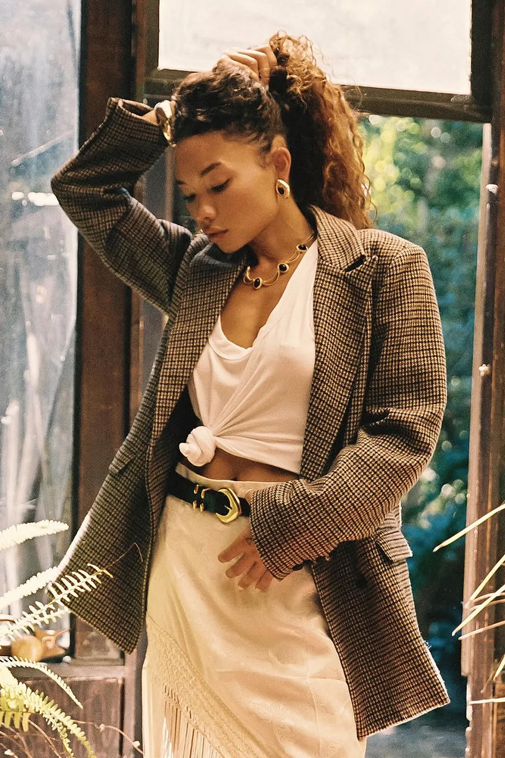 West Village Brown Plaid Blazer
