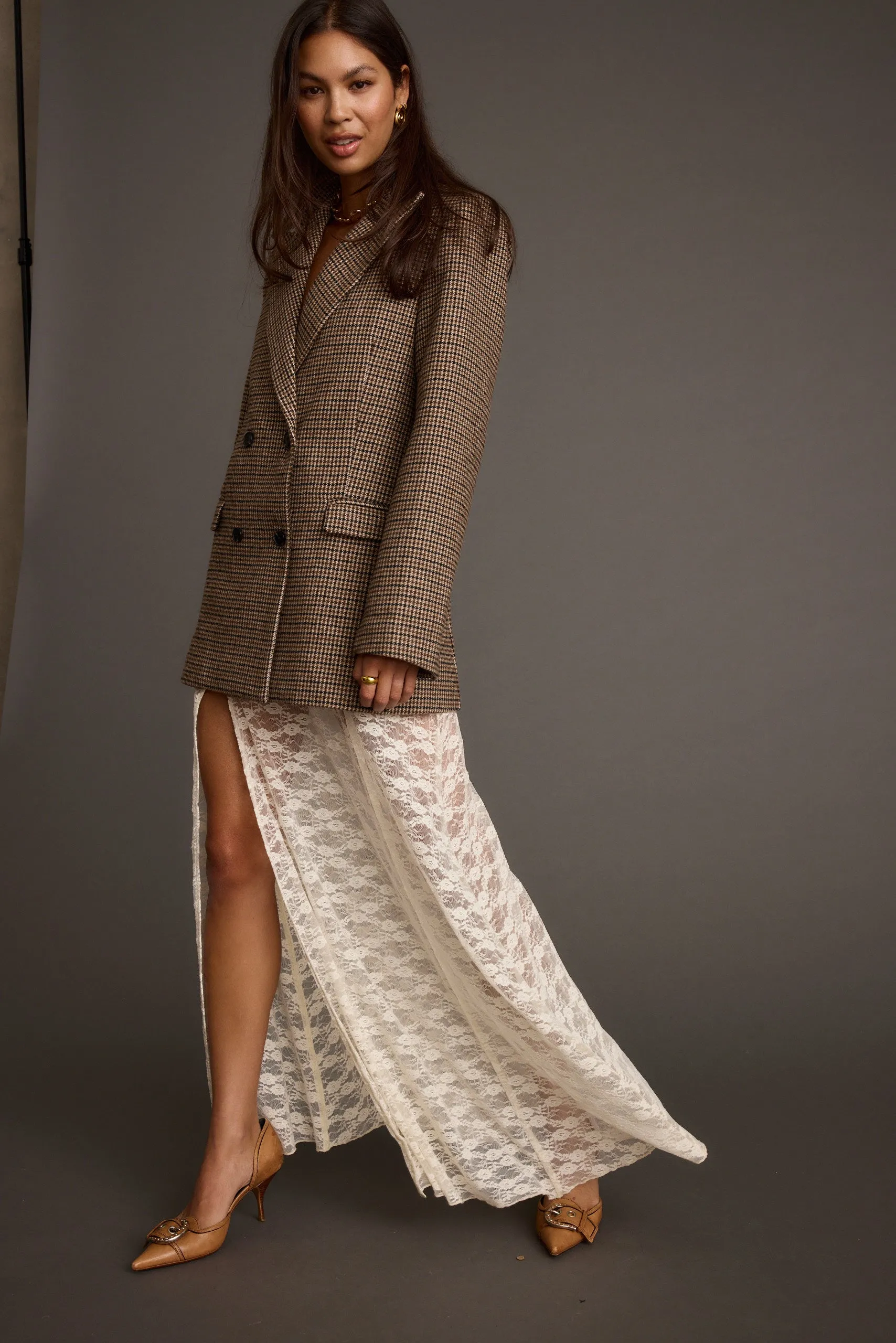 West Village Brown Plaid Blazer