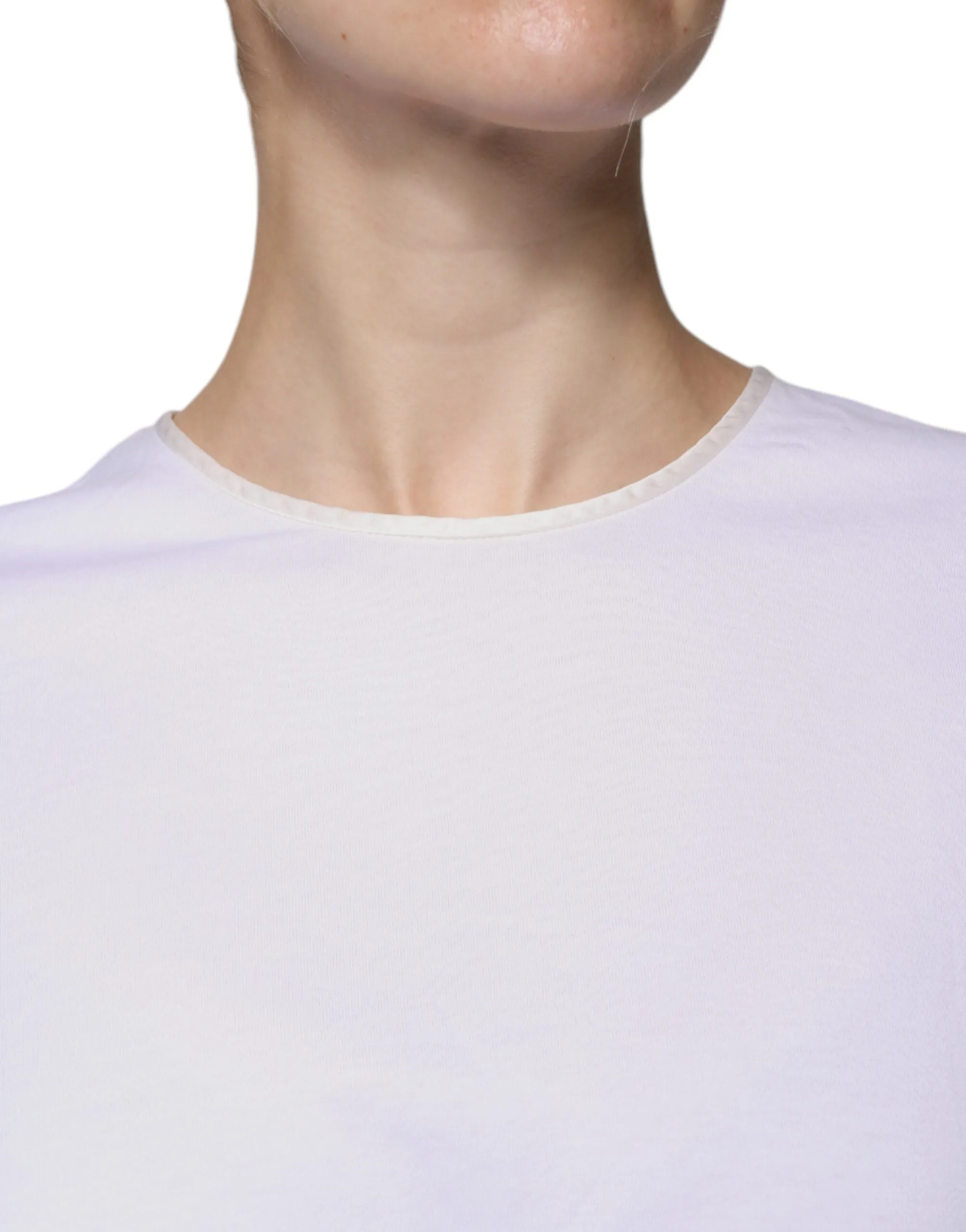 White Cotton Silk Round Neck Wrap Blouse Top