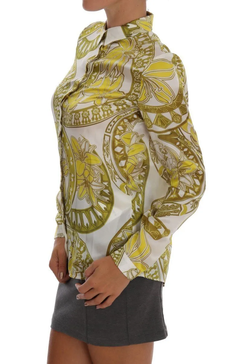 White Gold Baroque Silk Shirt