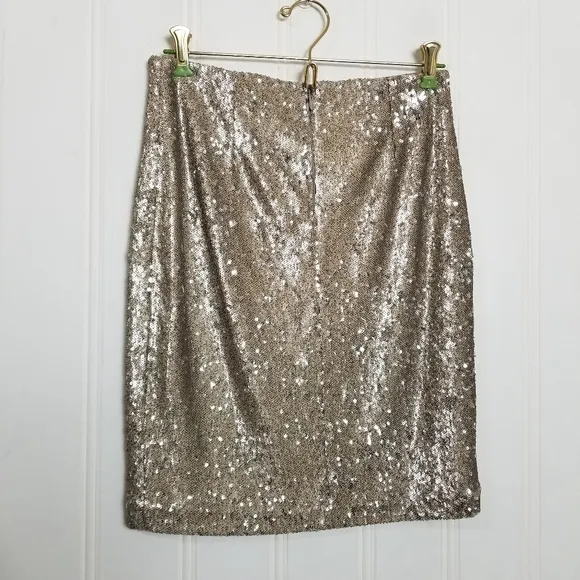 White House Black Market Sequin Skirt Womens Size 0 Champagne Lined Formal WHBM