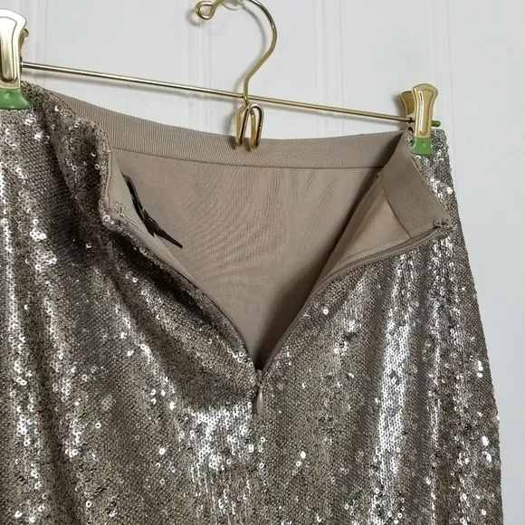 White House Black Market Sequin Skirt Womens Size 0 Champagne Lined Formal WHBM