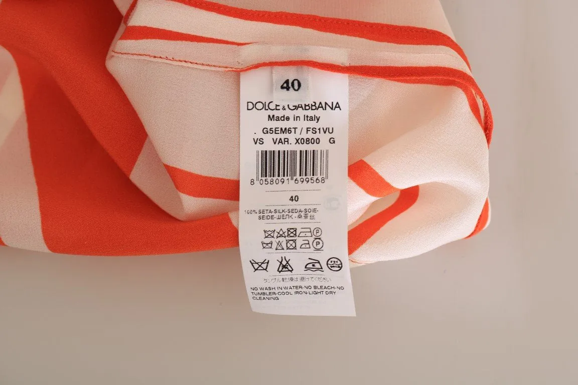 White Orange Silk Short Sleeve Shirt