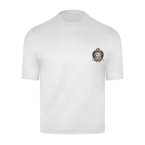 White with Black Crest Short Sleeve T-Shirt