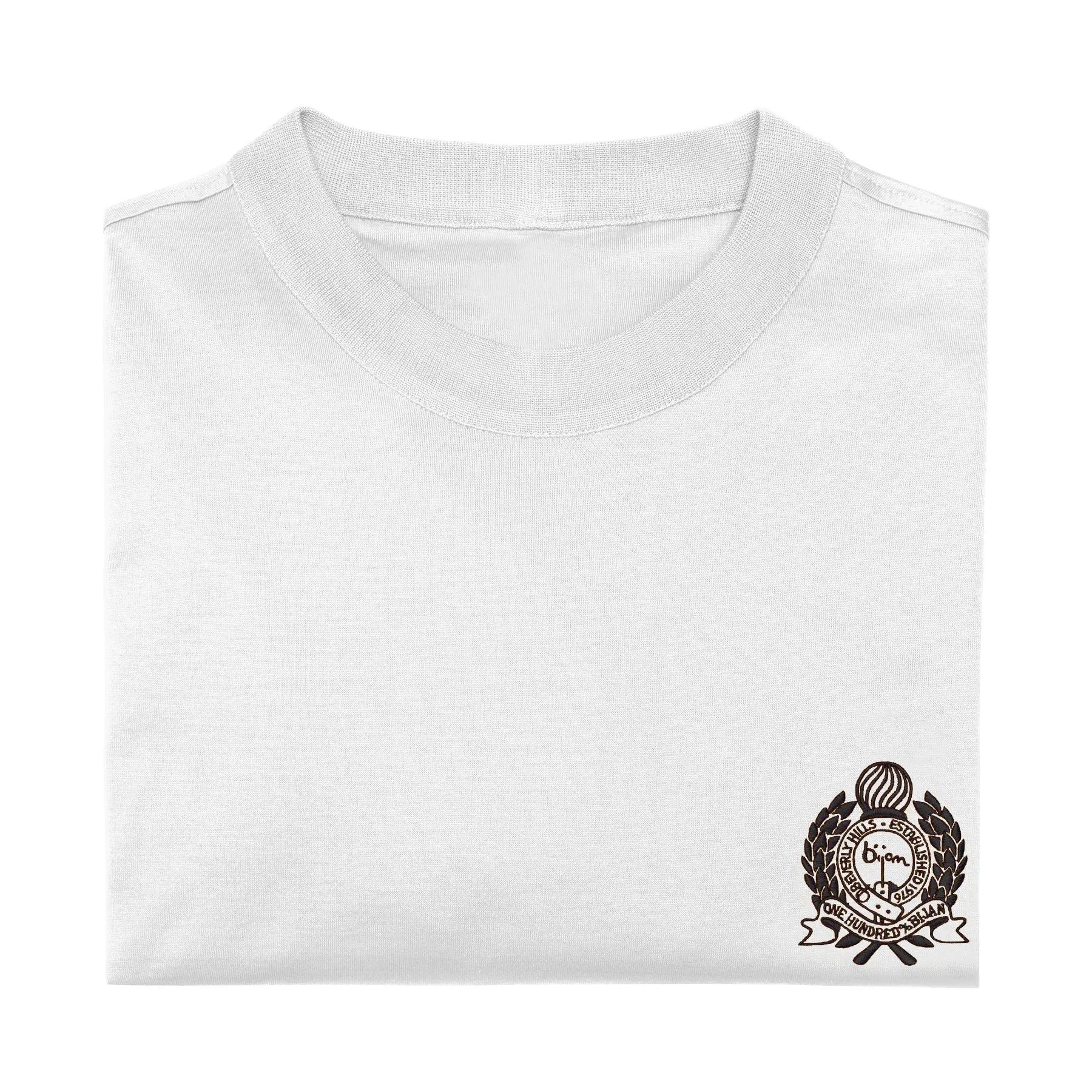 White with Black Crest Short Sleeve T-Shirt