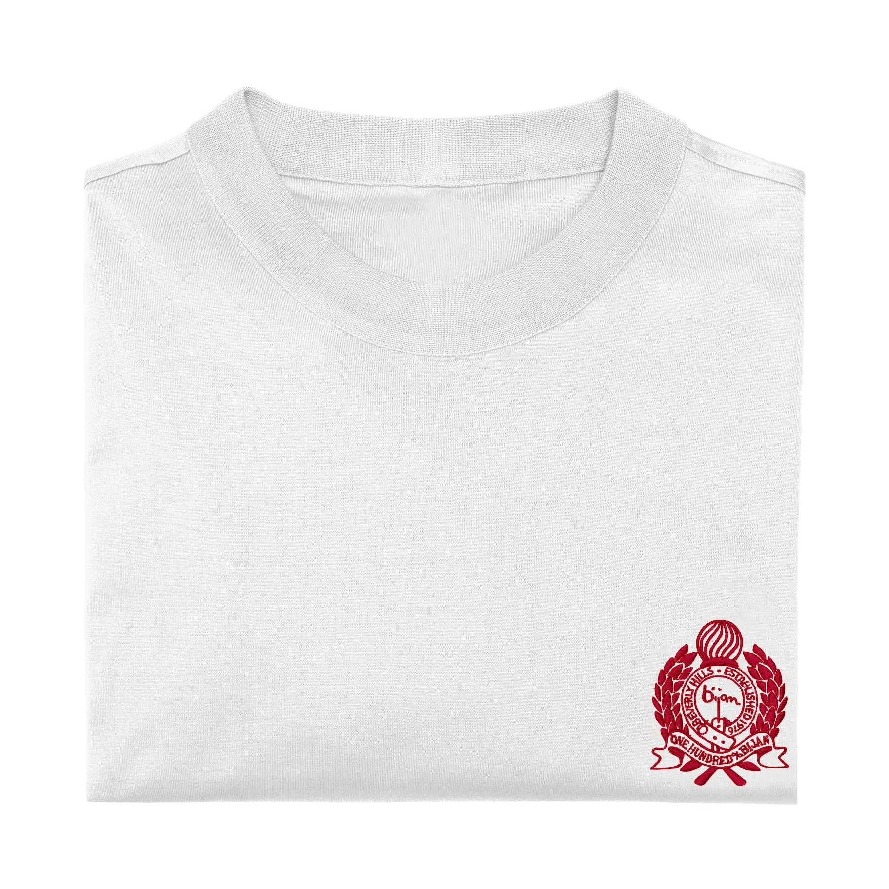 White with Red Crest Short Sleeve T-Shirt