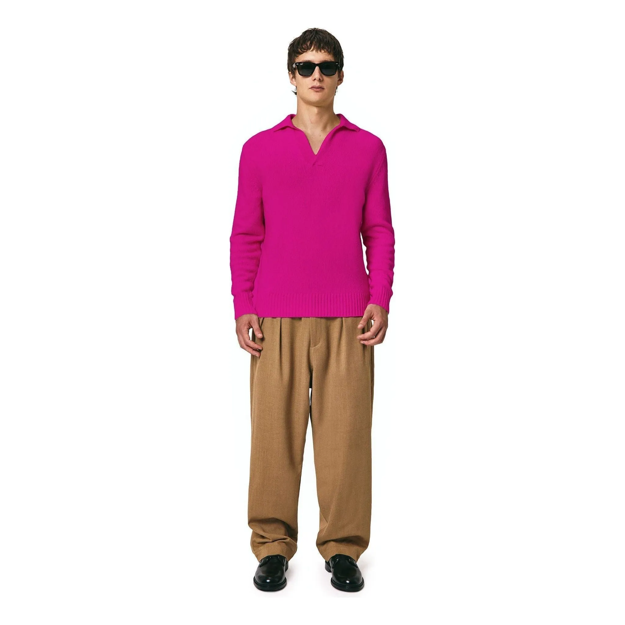 Wool Polo, Fuscia