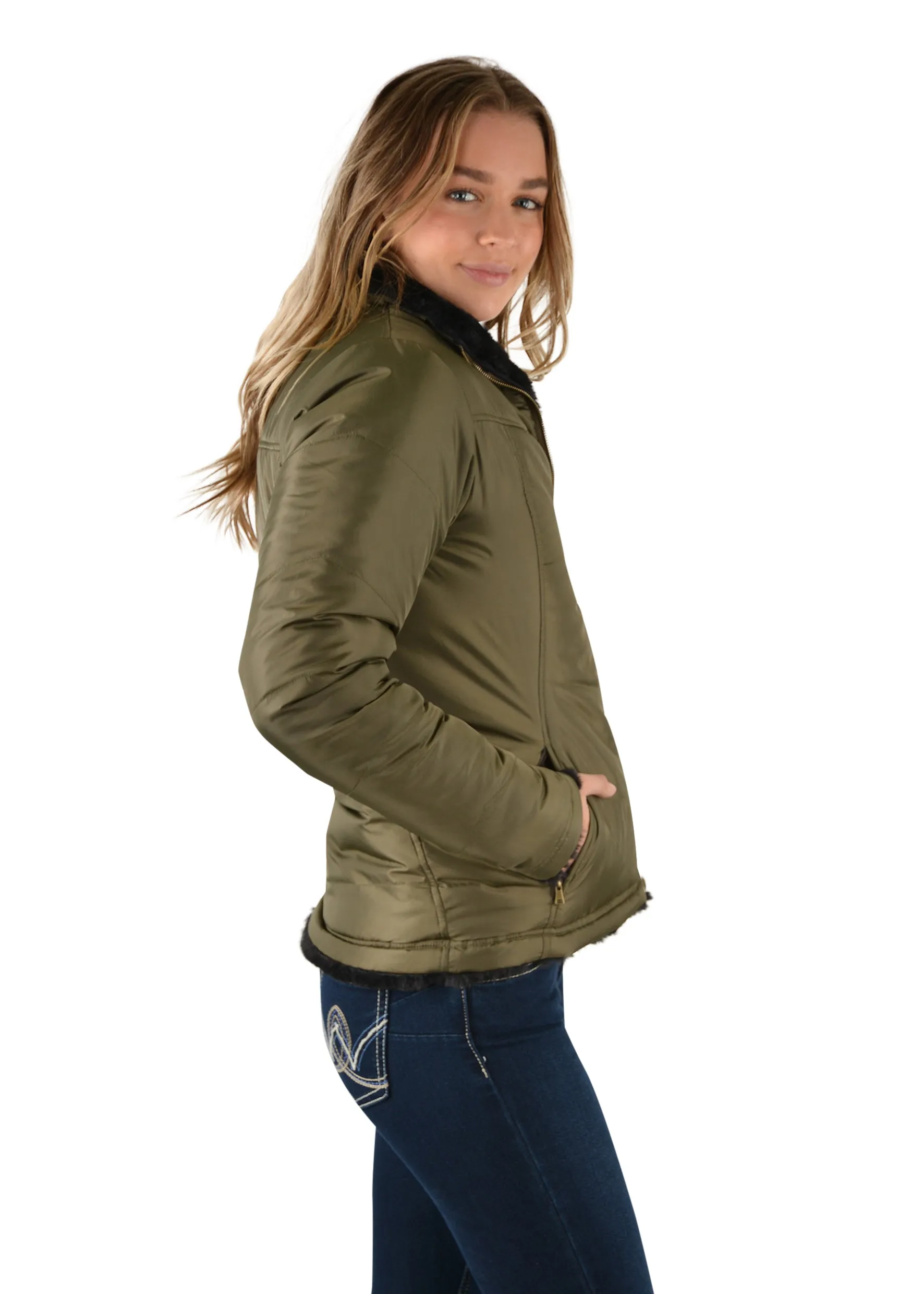 Wrangler Carrie Reversible Ladies Jacket Olive Black