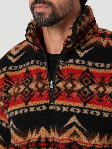 Wrangler Men's Cappuccino Quarter Zip Sherpa Pullover