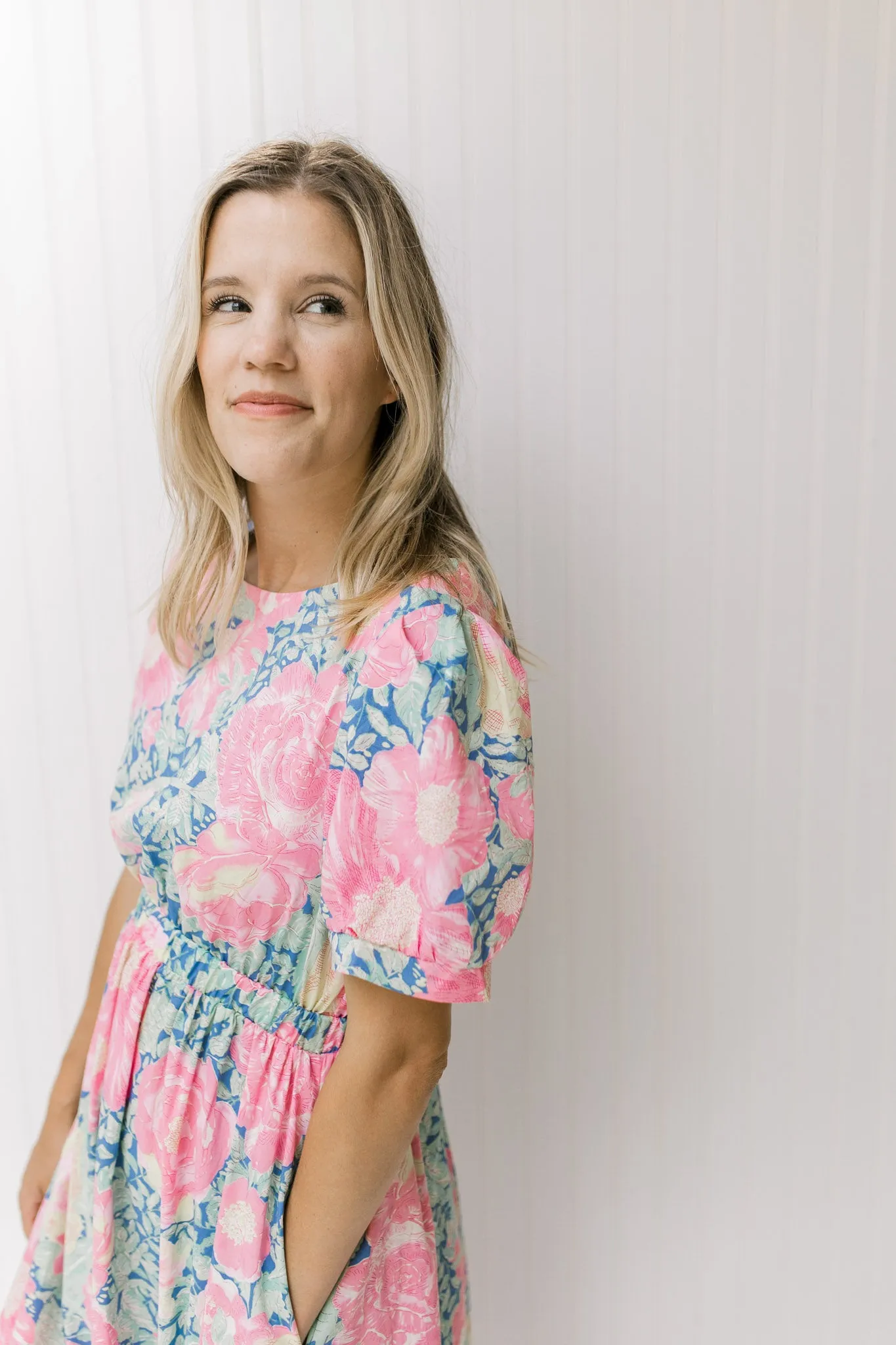 X Pink Posies Midi Dress
