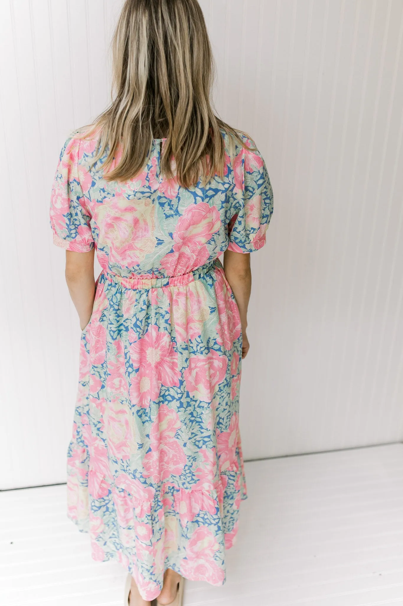 X Pink Posies Midi Dress