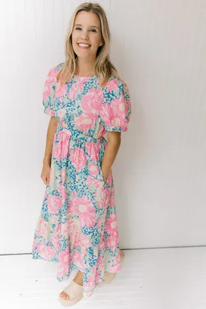 X Pink Posies Midi Dress