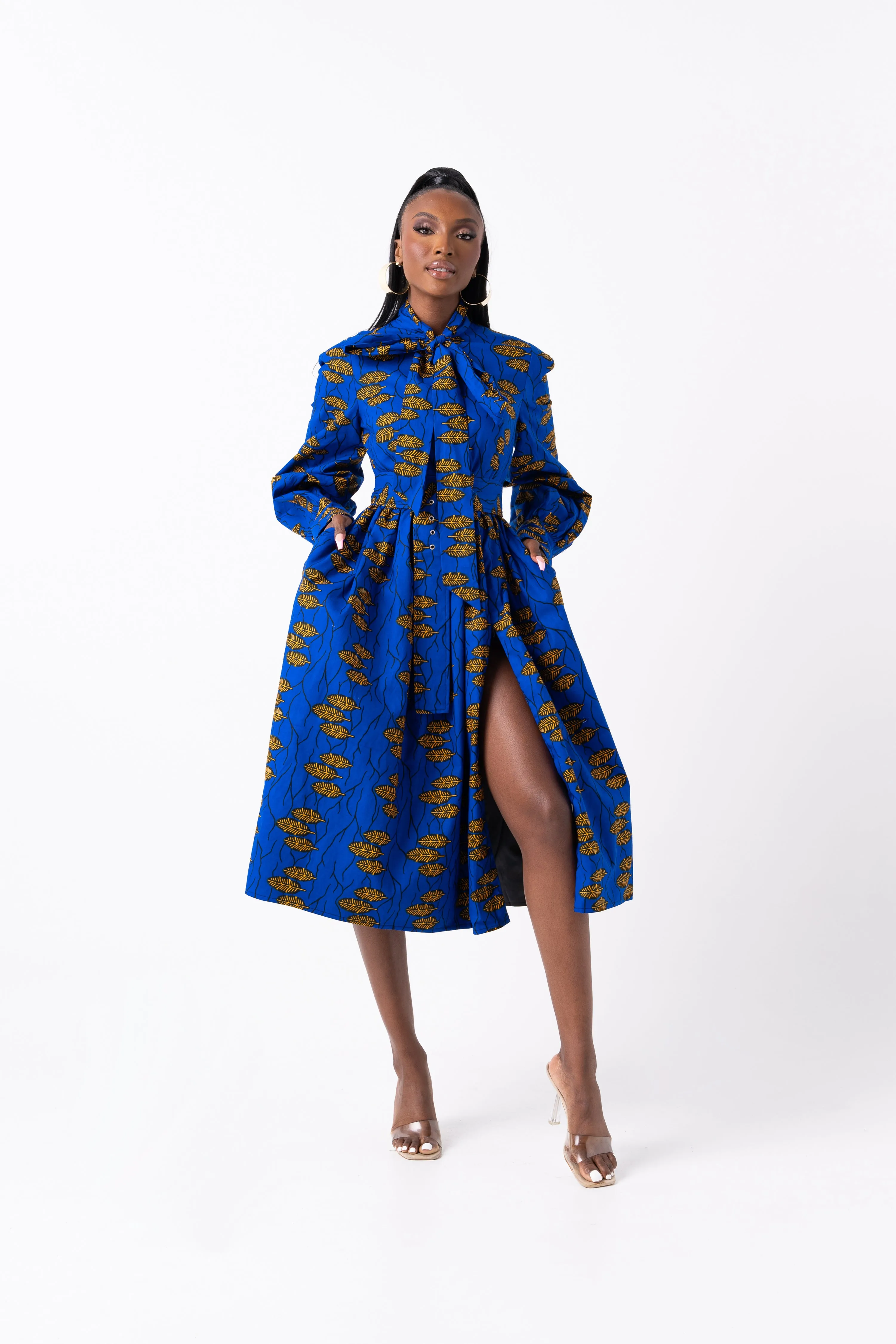 YOMI African Print Midi Dress (pussybow)